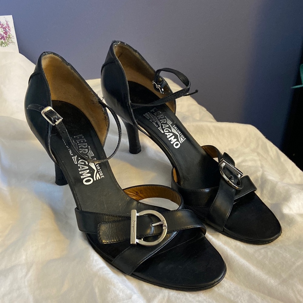 Black Ferragamo shoes. Pre loved and well taken care of.